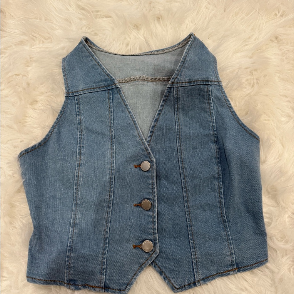 Denim Button-Up Vest